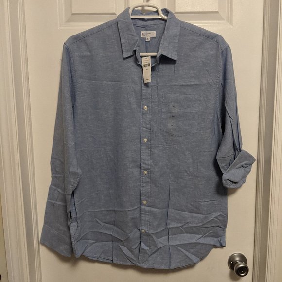 Gap Dress Button Down Standard Fit Men's XL Blue - Picture 1 of 8
